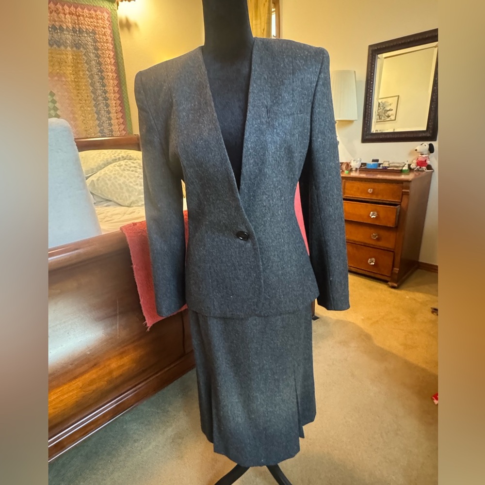 Michelle Stuart Dark Gray Blazer and Skirt Set